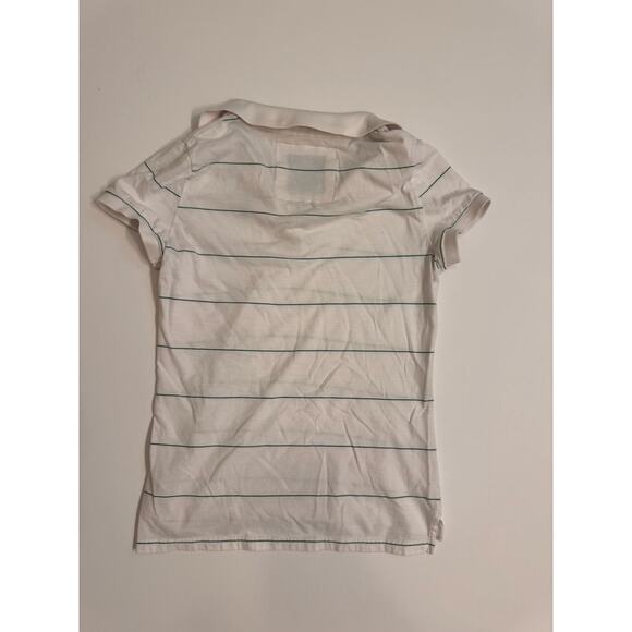 Abercrombie and Fitch 00's White/Green Striped Polo Size M Juniors - Picture 2 of 5